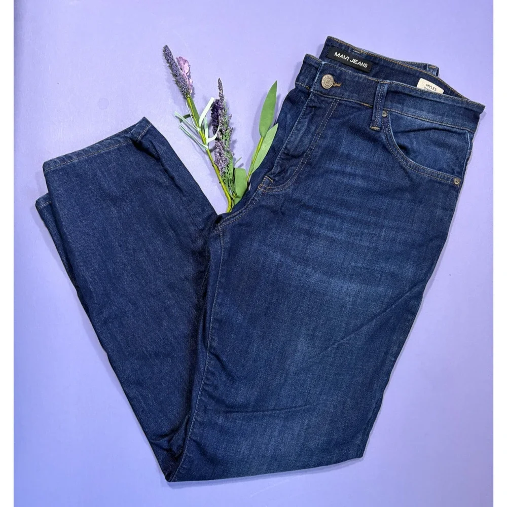 Mavi Jeans Men’s 35x30 Med Wash Myles Straight Leg Salvage Whiskering